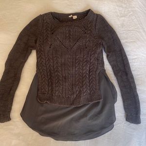 Anthropologie XS grey sweater with attached silk tank
